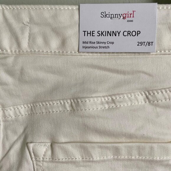 Skinnygirl Mid Rise Skinny Crop Jeans Women's Size 8 Tall Chalk White NEW NWT - Picture 5 of 11